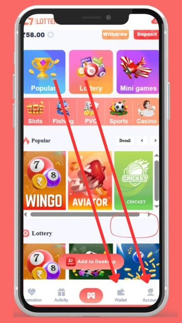 Go to wallet or account
